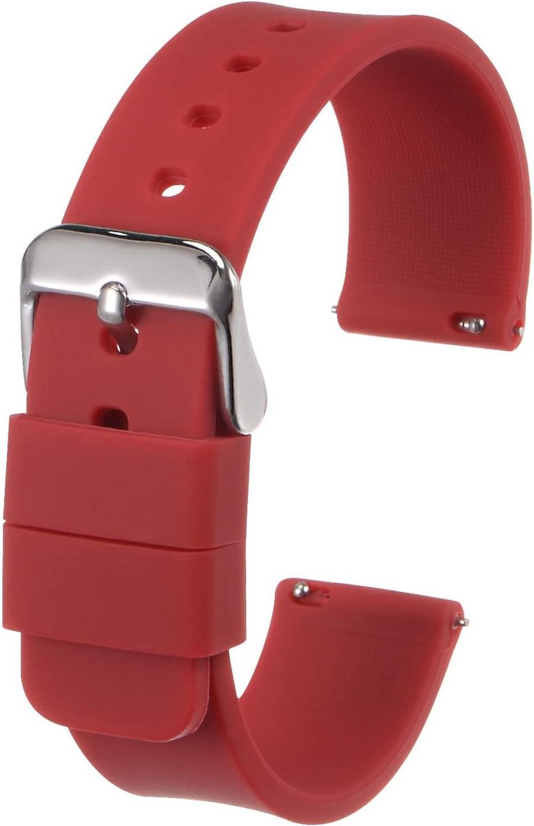 Allecto plus - Snelspanner horlogeband 12mm - Zacht rubber - Roestvrijstalen gesp - Donkerrood