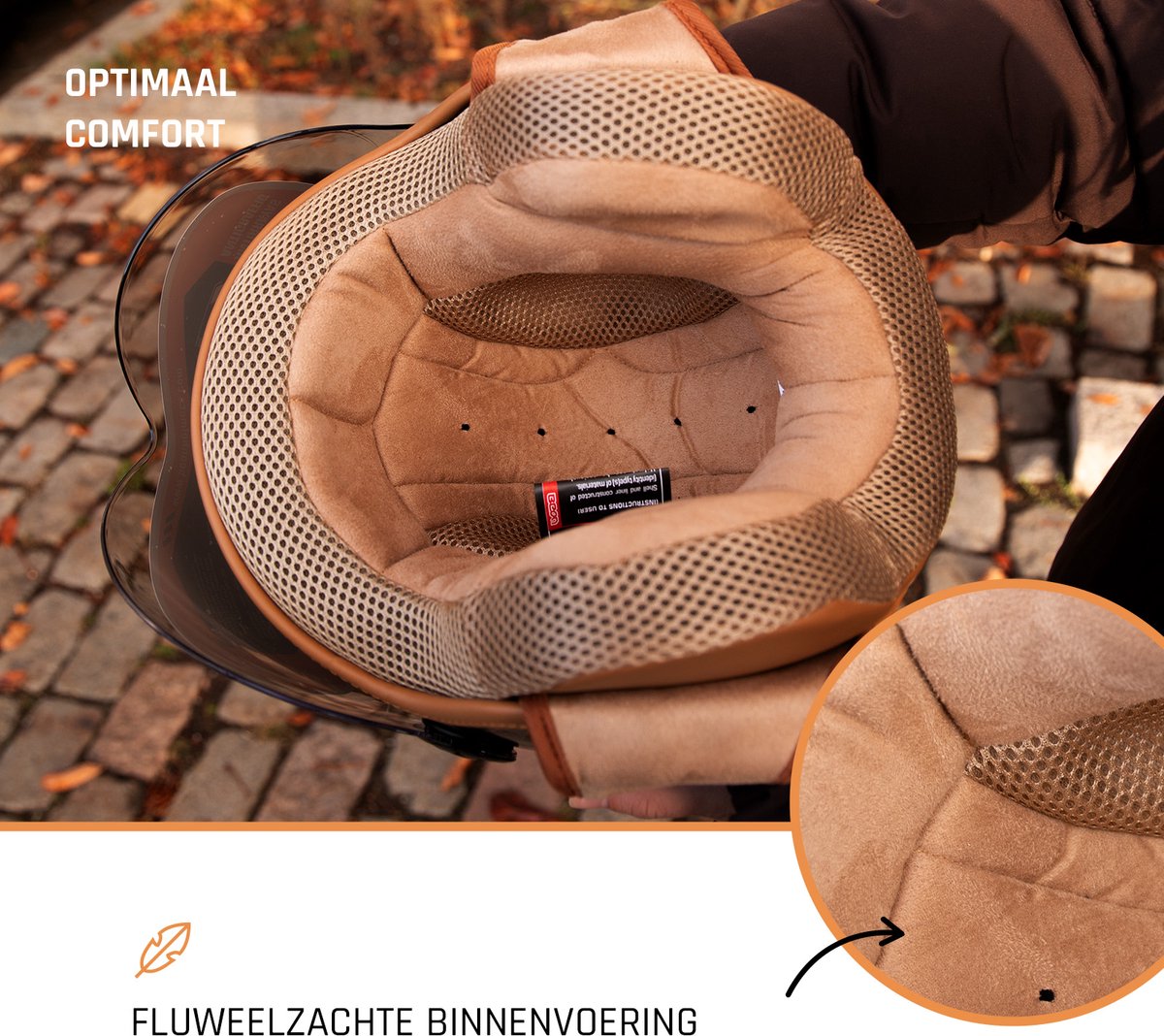 BEON Design Luxe Scooterhelm - Mat Zwart - M - Jethelm met Vizier - Motorhelm - Geschikt voor Vespa, Scooter, Brommer, Motor en Snorfiets – foto 5