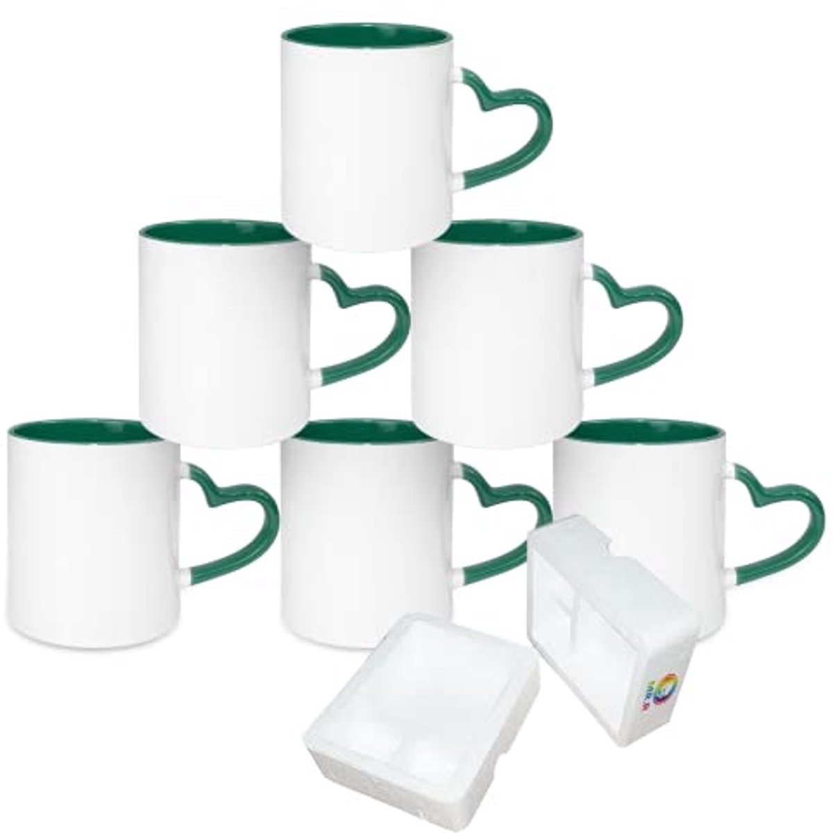 Sublimatie Lege Keramische Mokken Set van 6 - 11 Oz met Hart Handvat