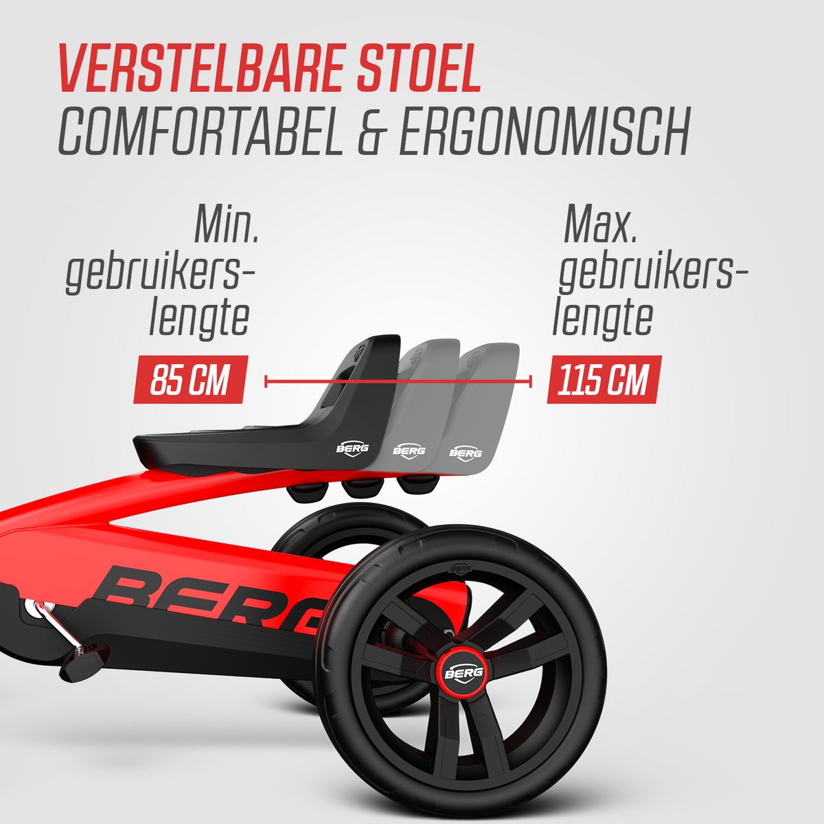 BERG Buzzy RED Skelter - Verstelbare Stoel - 2+ jaar - Anti-lek EVA banden - Veilige en Stabiele Wegligging - Rood — afbeelding 4