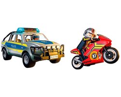 foto van PLAYMOBIL | Action Heroes | Achtervolging met Politie Pick- Politie met licht- en geluidseffecten | Avontuurlijk speelgoed boordevol actie | Voor kinderen vanaf 4 jaar | 71875