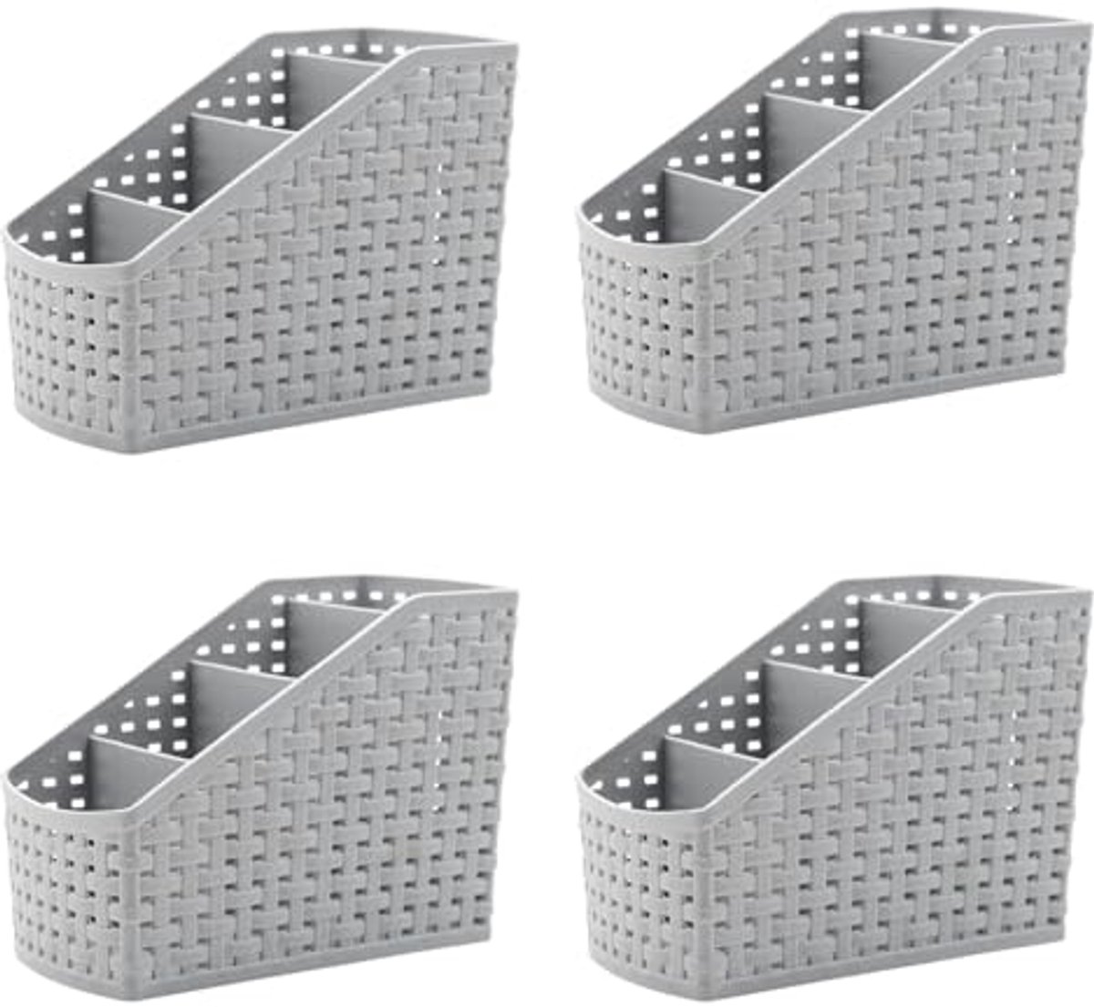 Verdeelde Opbergmanden 4-Pack voor Cosmetica en Bureau Organisatie