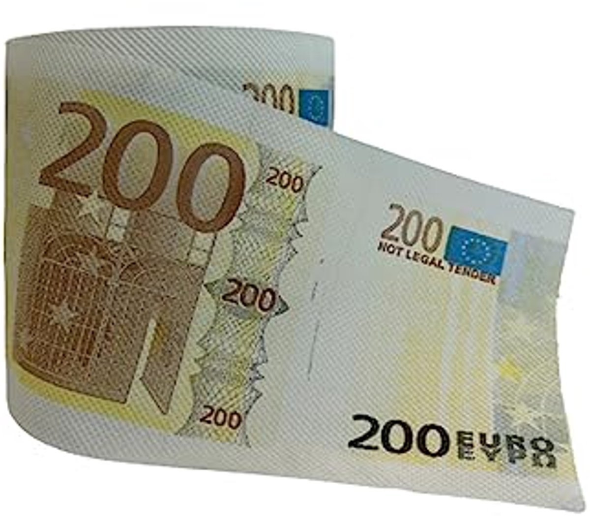 Toiletpapier met 200 euro ontwerp - leuk en provocerend cadeau