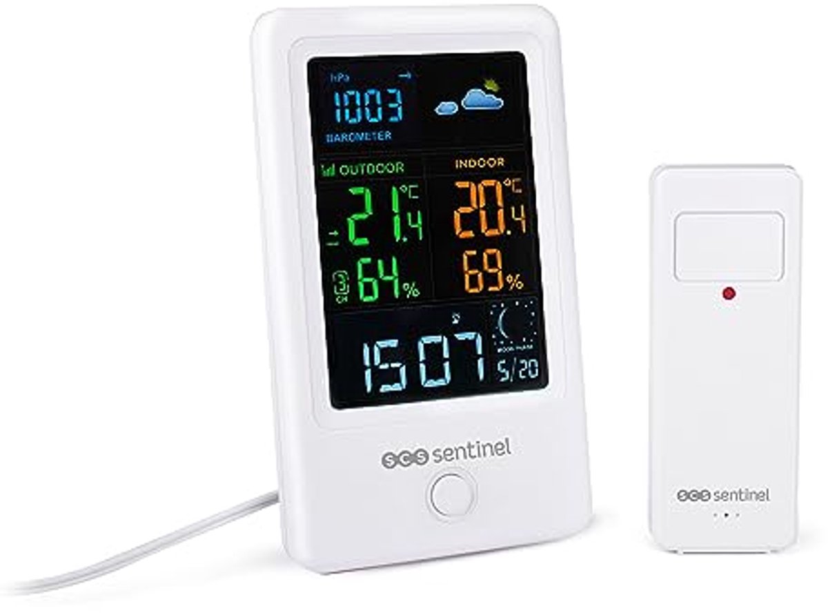 Weerstation met draadloze buitensensor en kleurdisplay