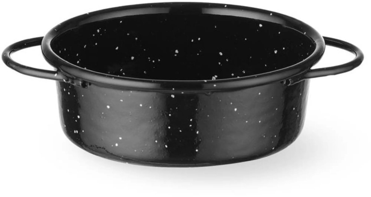 HENDI Braadpan - geemailleerd koolstofstaal - braden en serveren - 10x4 cm - zwart