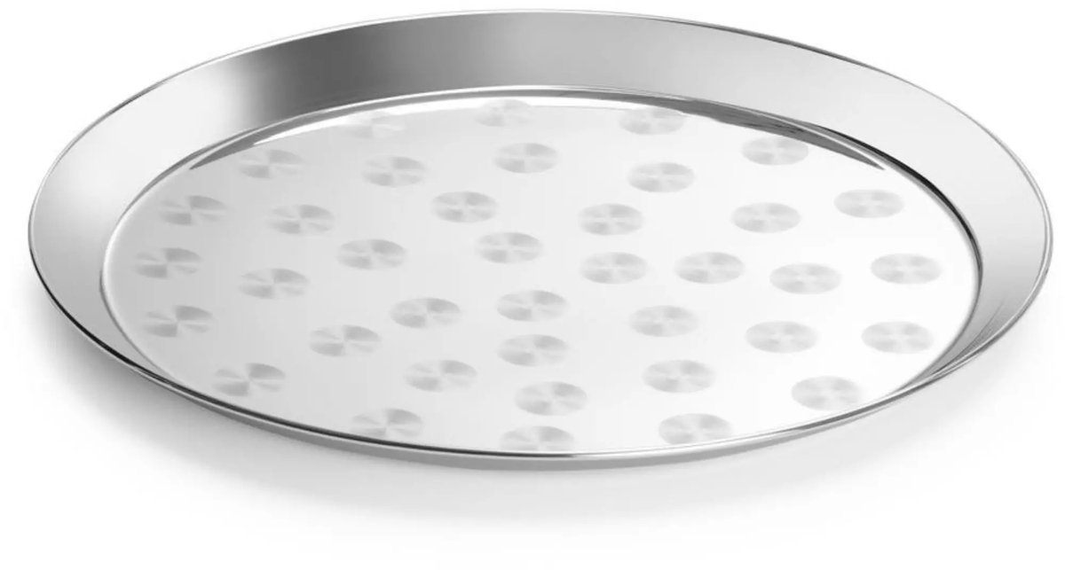 HENDI Serveerplateau - roestvast staal - geborsteld, vaatwasserbestendig - diameter 36 cm, hoogte 2,4 cm - zilverkleurig - horeca en catering