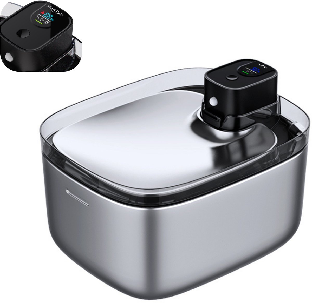 Maxipets Aqua NOVA® 5,5L RVS drinkfontein met display