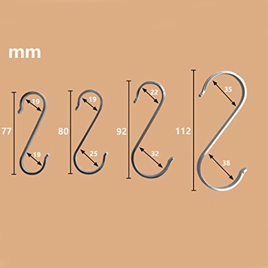 Metal Storage Rack Hooks Heavy Duty 304 Stainless Steel S-Shaped Metal Hanging Hooks for ...