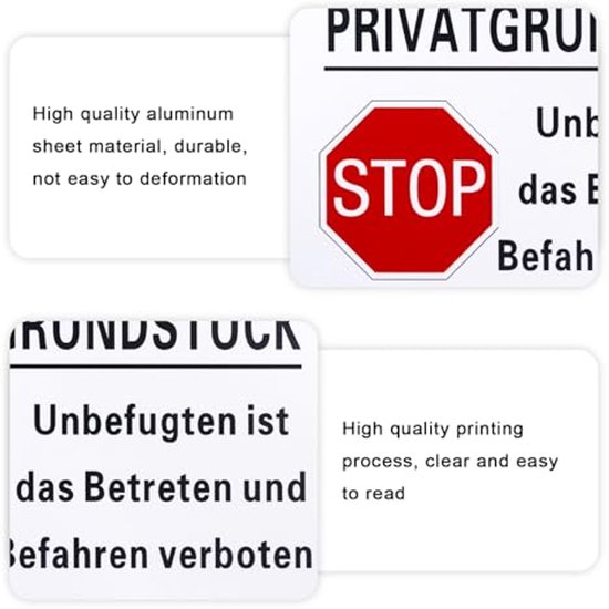 Plot Number Entrence Sign Private Plot Signs Aluminum Reflective 20x30cm, 4 Pieces Sign Private ...