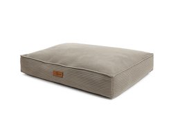 By Cee Cee Orthopedisch Hondenkussen - Hondenmand Met Wasbare Hoes- Geschikt Als Benchkussen & Hondenbed XXL - Foam Flakes Vulling - Ribstof Mokka Taupe - 120x80x18cm - Arlo