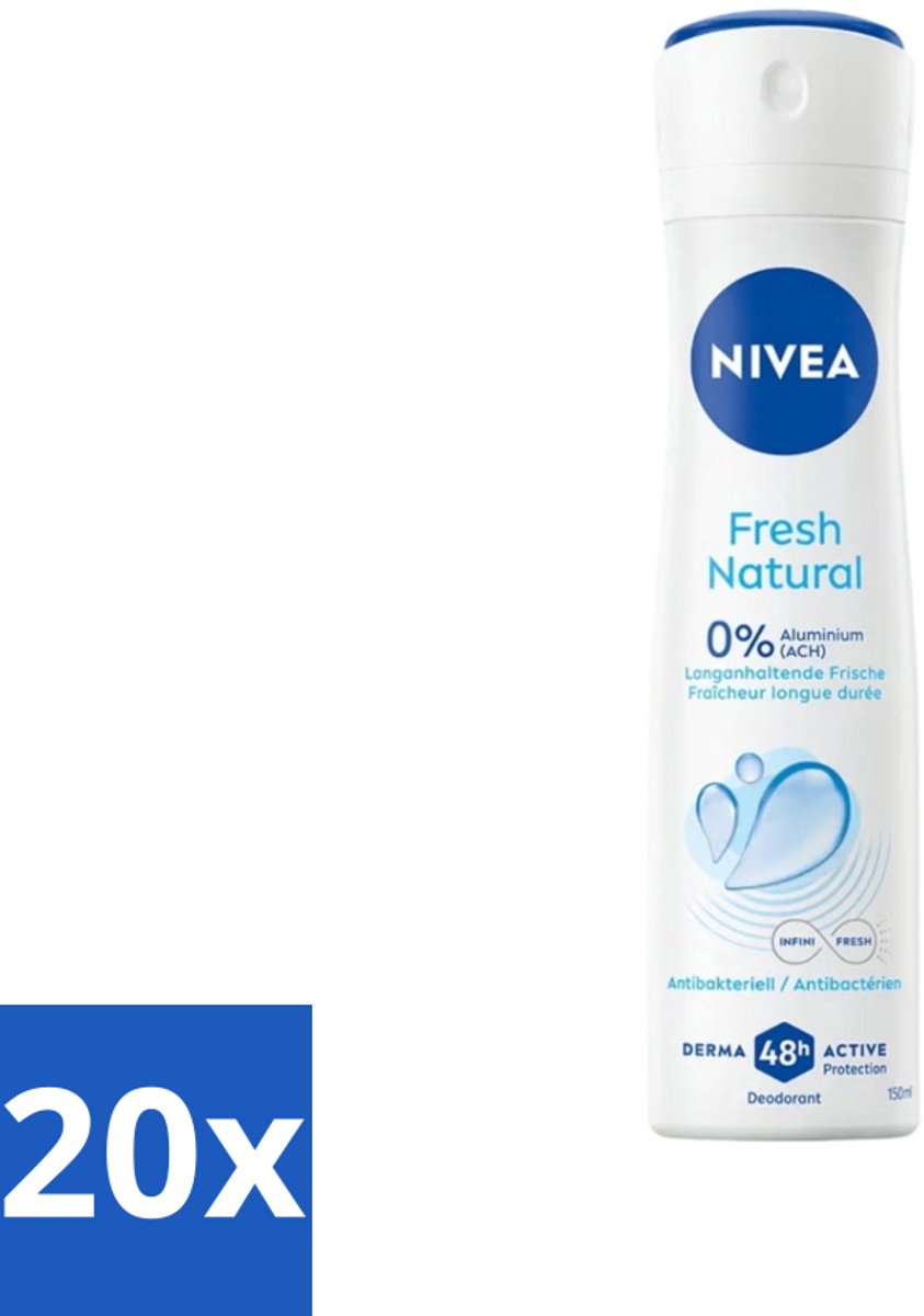 20 x Nivea - Deodorant Spray - Fresh Natural - 48 Uur Lang Werkend - 150 ml - NIVEA Deodorant Spray - Anti-transpirant - 48 Uur Bescherming - Frisheid - Natuurlijke Geur