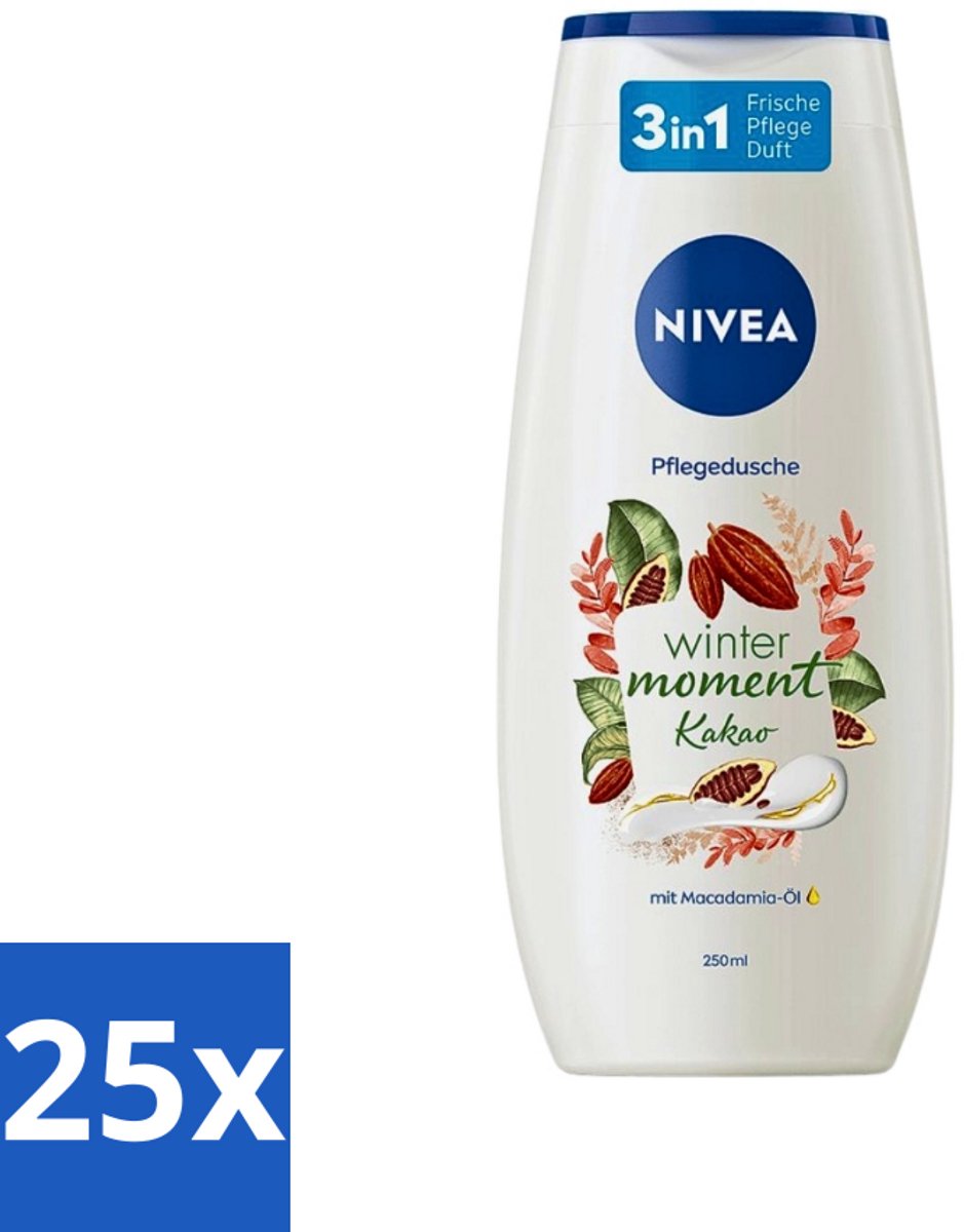 25 x Nivea - Douchegel - Winter Moment Cacao - 250 ml - Douchegel - Winter Moment - Cacao - Verzorgende Douchegel - Huid Verzorging