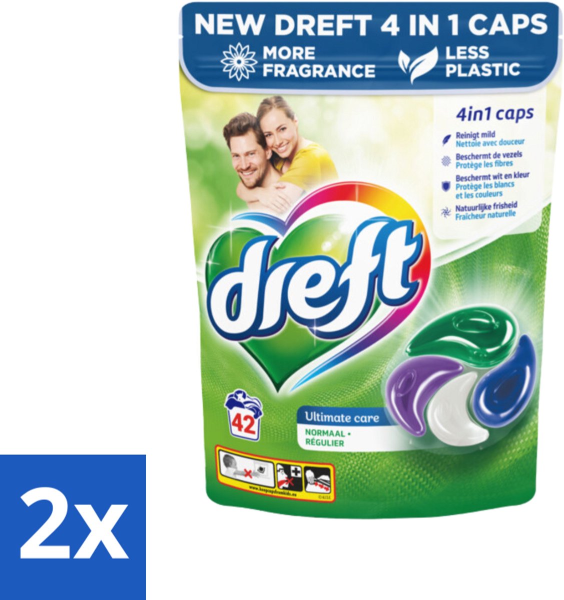 2 x Dreft - Wasmiddelcapsules - Ultimate Care - Zachte verzorging - 42 Wasbeurten - Wasmiddel Capsules - Wasmiddel - Wascapsules - Wasverzorging - Wasmiddel Voor Gekleurde Was