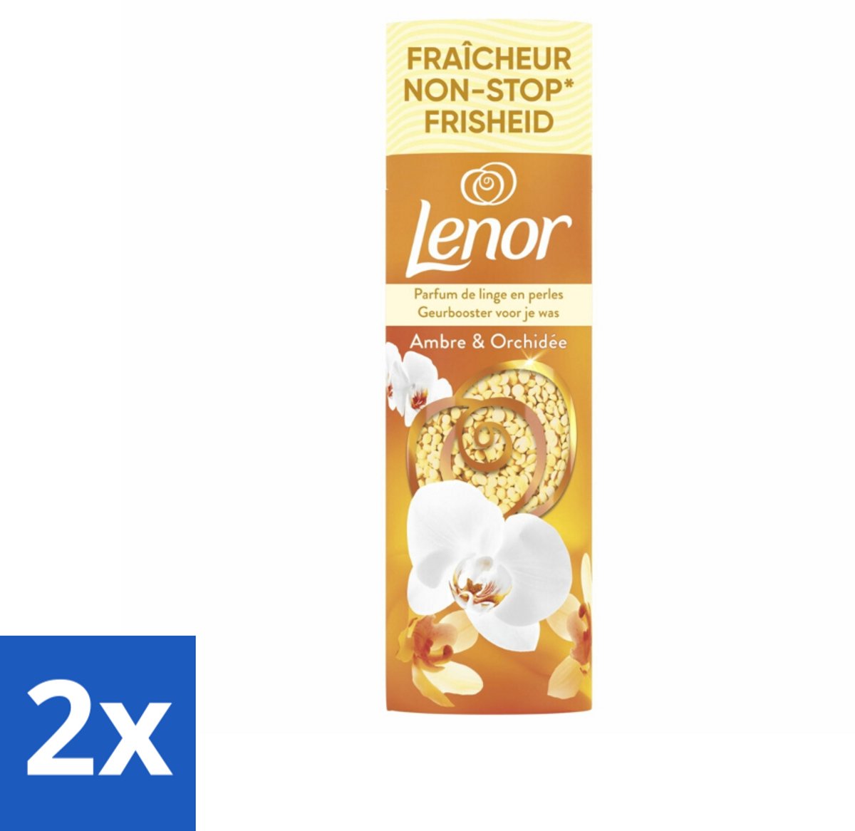 2 x Lenor - Geurbooster - Amber & Orchidee - Non-Stop Frisheid - 19 Wasbeurten - Lenor Geurbooster - Wasgeur - Geurparels - Langdurige Geur - Amber & Orchidee