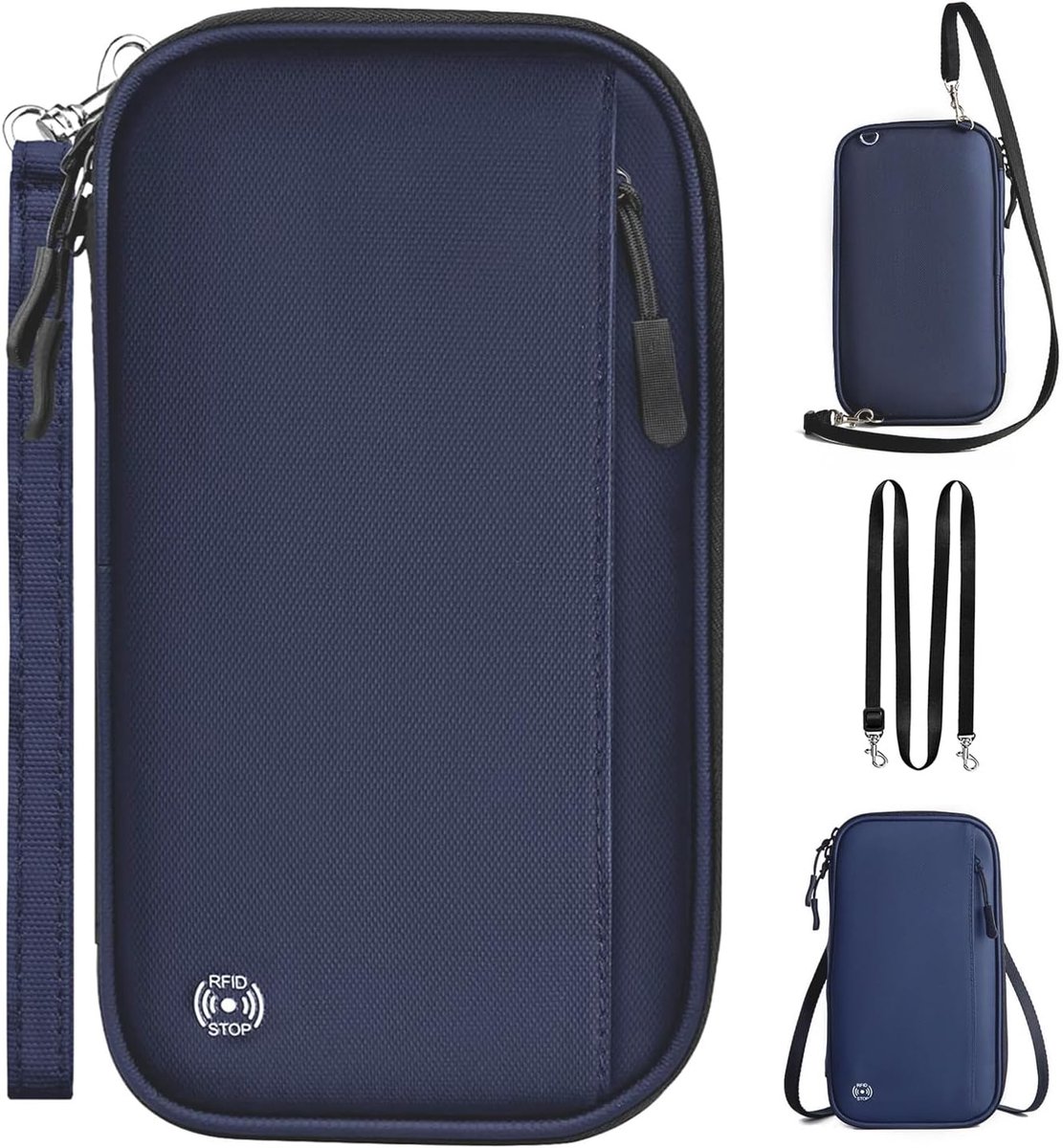 Ynkkvre - Paspoorttas Reisdossier - Documenten Organiser voor Familie - RFID Blokkeer Reisdocument Organizer - ID Tas, Paspoorthoes - 4 Compartimenten voor Vluchtbiljetten en Instapkaarten - Blauw, Minimalistisch