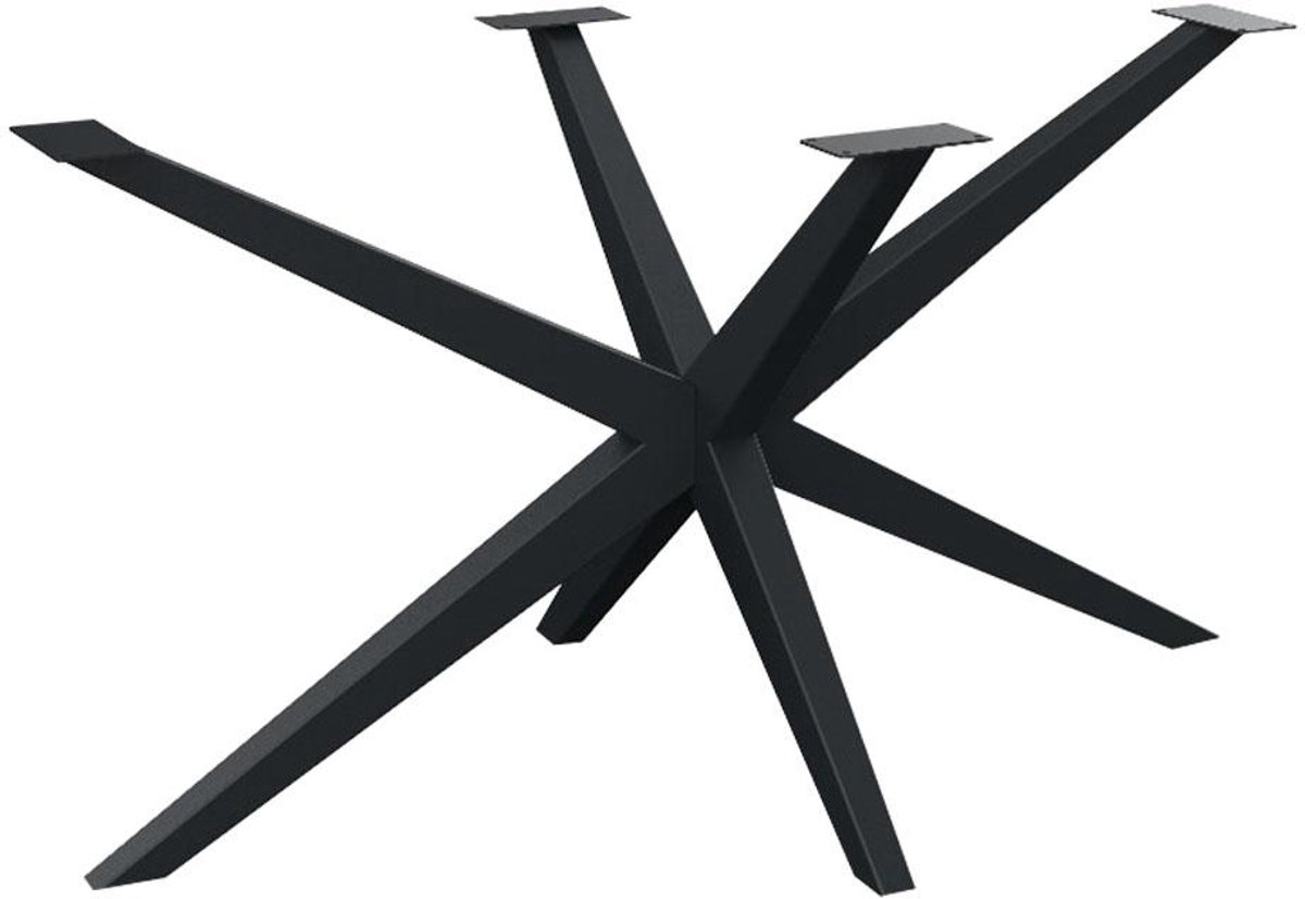 FLE - Stalen matrix zwart spinpoot 140 bij 74 cm en hoogte 73,5 cm tapse koker met een subtiel verloop van 4cm x 4cm naar 7,5cm x 5,5 cm