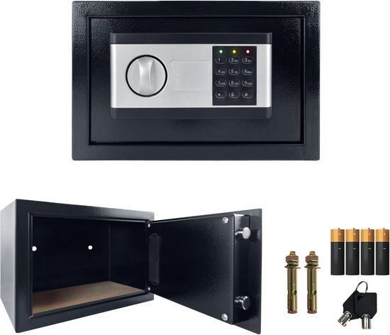 HENGMEI Safe kluis, 34L elektronische wandkluis, meubelkluis, geldcassette kluis, vuurvast, waterdicht, met cijferslot en sleutel, 38x30x30cm
