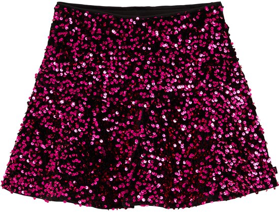 Zwarte rok met roze pailletten.