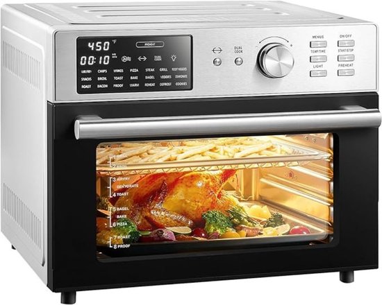 Foto: Mmp heteluchtoven oven airfryer oven zilveren rand 44cm x 46cm x 38cm