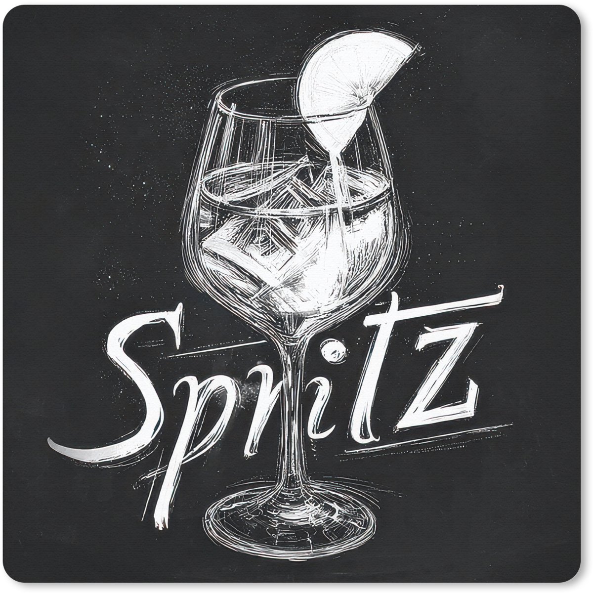 Muismat 20x20 cm - Mousepad Glas spritz - Krijtletters - Ijsblokjes - Citroen - Muismatten