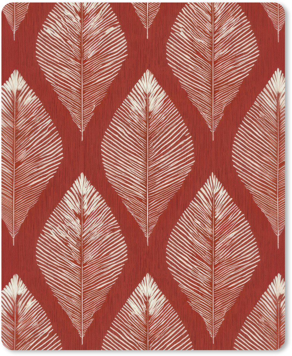 Muismat 19x23 cm - Mousepad Bladeren - Rood - Elegant - Muismatten