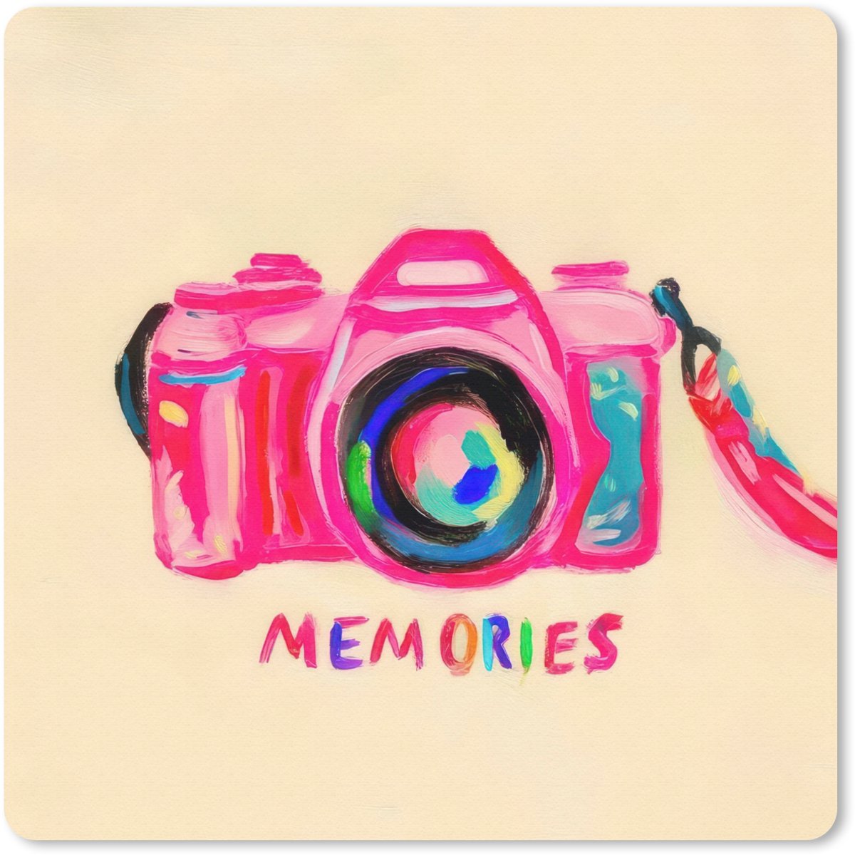 Muismat 30x30 cm - Mousepad Camera - Memories - Roze - Geschilderd - Muismatten