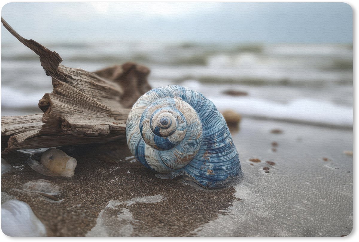Muismat 27x18 cm - Mousepad Schelp - Strand - Blauw - Zee - Muismatten