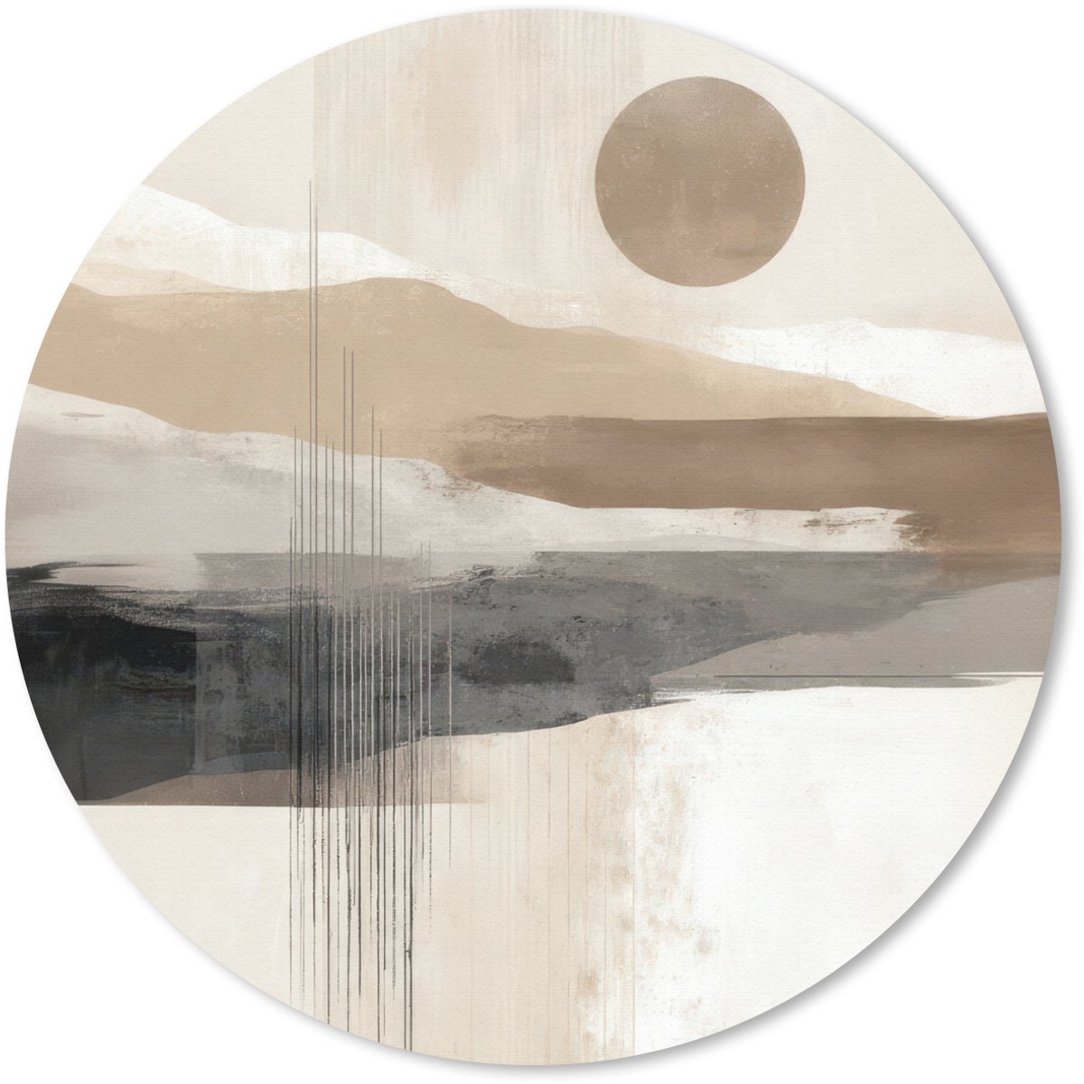 Muismat rond 20x20 cm - Mousepad Minimalistisch - Landschap - Dimensie - Ronde muismatten