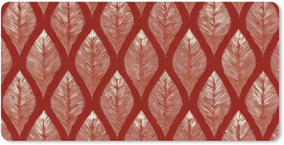 Muismat XXL 100x50 cm - Bureau onderlegger - Bureau mat Bladeren - Rood - Elegant - Bureaumat - Gaming mousepad xl - Bureaulegger groot - Computer deskmat