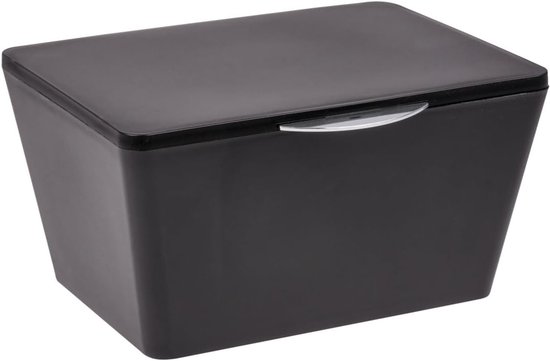 Boîte de rangement de salle de bain mate - panier décoratif en plastique incassable, noir, 19 x 10 x 14,5 cm