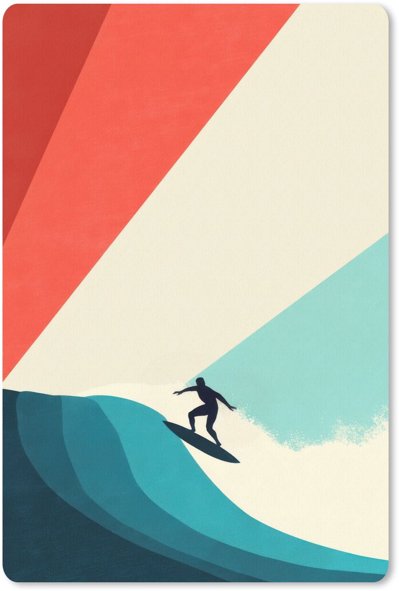 Muismat 18x27 cm - Mousepad Surfer - Abstract - Golven - Zonnestralen - Muismatten