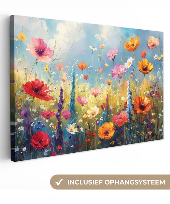 Canvas schilderij 120x80 cm - Wanddecoratie Bloemen - Natuur - Botanisch - Kunst - Muurdecoratie woonkamer - Slaapkamer decoratie - Kamer accessoires - Schilderijen op canvas