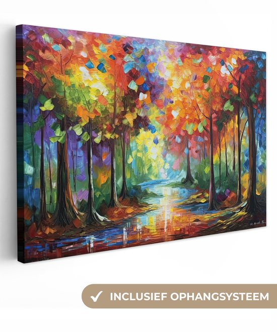 Tableau Peinture Paysage - Forêt - Couleurs - Nature - 30x20 cm - Décoration murale