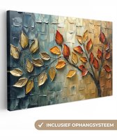 Canvas schilderij 120x80 cm - Wanddecoratie Boom - Abstract - Natuur - Kunst - Muurdecoratie woonkamer - Kamer decoratie modern - Abstracte schilderijen