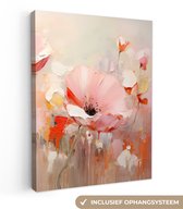 Peinture sur toile fleurs 90x120 cm - Art abstrait peint à la main - Décoration maison salon aquarelle colorée - Peintures murales Cuisine - Décoration murale accessoires roses - Décorations intérieures chambre - Toile murale nature botanique