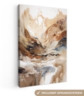 Canvas schilderij 60x90 cm - Abstract beige schilderij - Kamer decoratie accessoires - Schilderijen woonkamer - Wanddecoratie slaapkamer - Muurdecoratie keuken - Wanddoek interieur binnen - Woondecoratie huis - Verf kunst