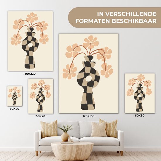 Tableau sur toile Fleurs - Vase - Art abstrait - Moderne - 30x40 cm - Décoration murale