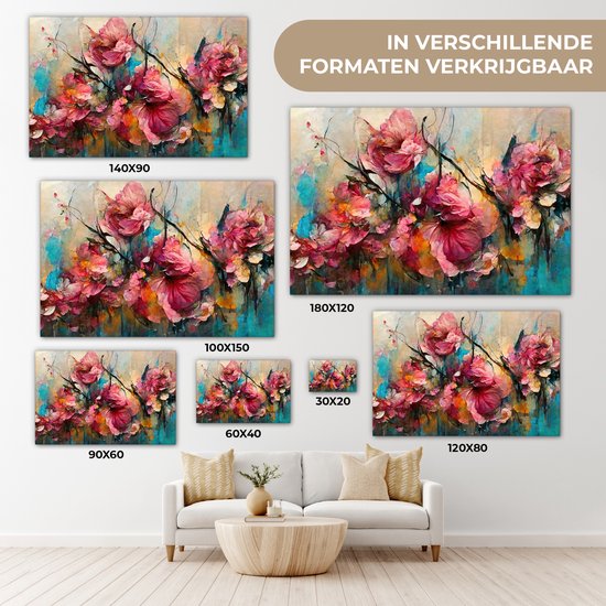 Tableau toile fleurs - Art - Rose - Toile canvas - Peintures sur toile - Décoration salon - Chambre - 90x60 cm - Décoration murale - Photo sur toile - Décoration murale - Décoration chambre