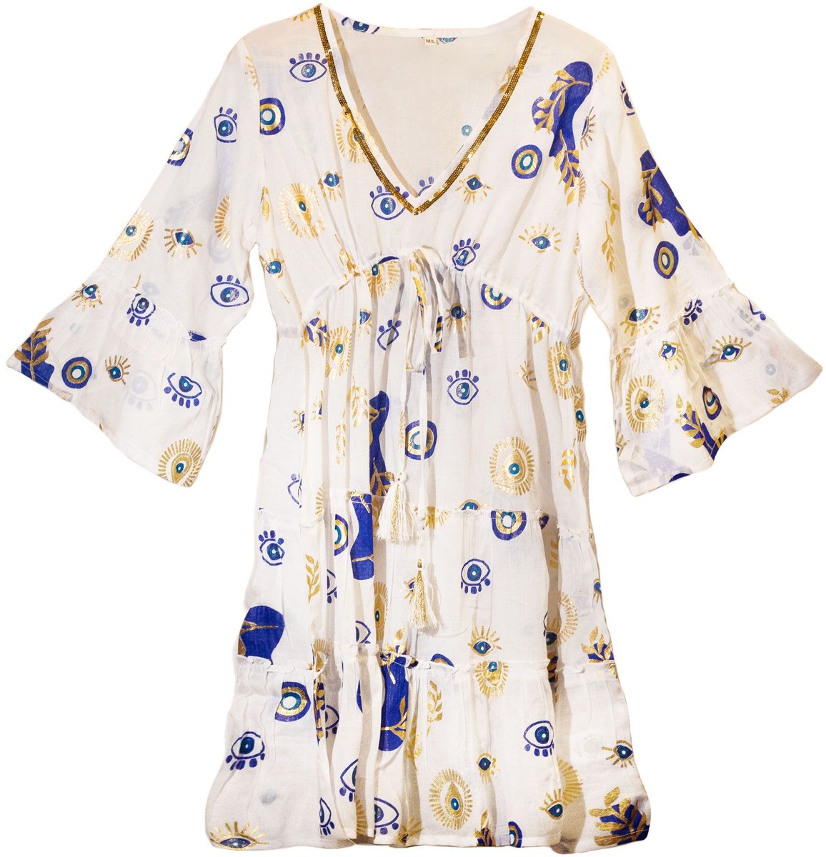 Nomad Sari On the Med Collection Jurk en met boze oogontwerp Blauw