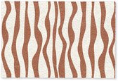 Deurmat 60x40 cm - Droogloopmat Golvende lijnen - Strepen - Beige - Bruin - Mat voor binnen - Schoonloopmat - Deurmatten met print - Inloopmat