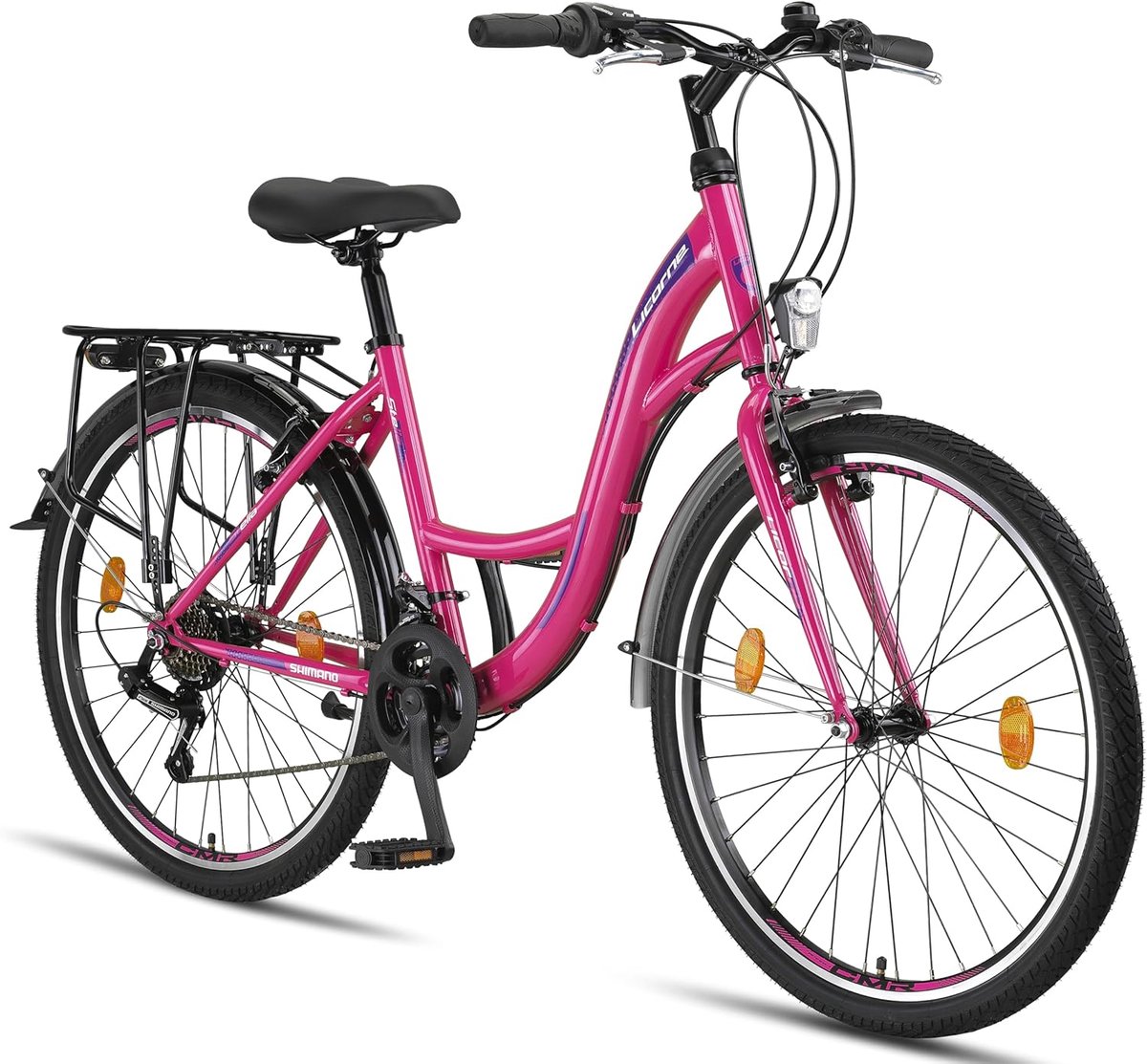 Premium Stadsfiets 26 inch met Shimano 21 Versnellingen - Geschikt voor Jongeren en Volwassenen - Roze
