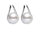 Aramat Jewels | Boucles d'oreilles | Boucles d'oreilles pendantes argentées avec perle | Blanc |10 mm | Argent | Adultes | Présent