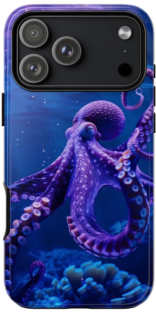 Paarse Octopus Onderwaterlandschap – Telefoonhoesje Geschikt voor iPhone 17 Pro Max