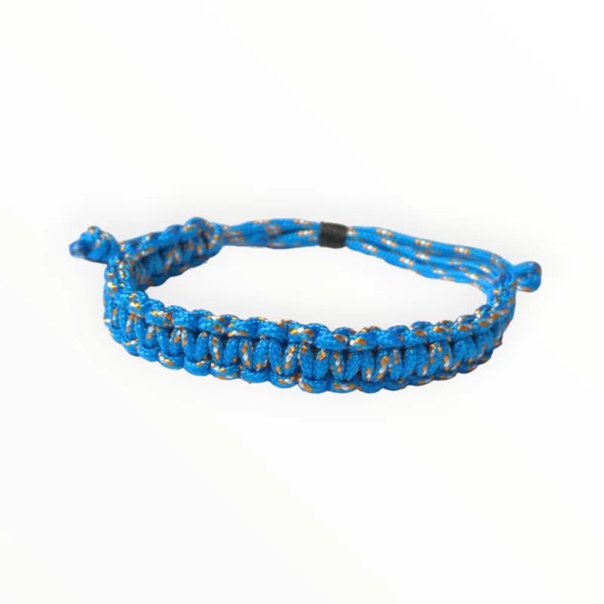 Aramat Jewels | Armbanden | Verstelbare Nylon Armband dames en mannen | Blauw-Oranje-Wit | |8mm | Kunststof | Kinderen, Volwassenen | Verkleurd niet
