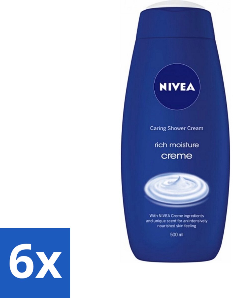 6 x NIVEA - Douchecrème - Rijke Hydratatie - Voedend Huidgevoel - 500 ml - Douchecrème - NIVEA - Hydratatie - Voeding - Droge Huid