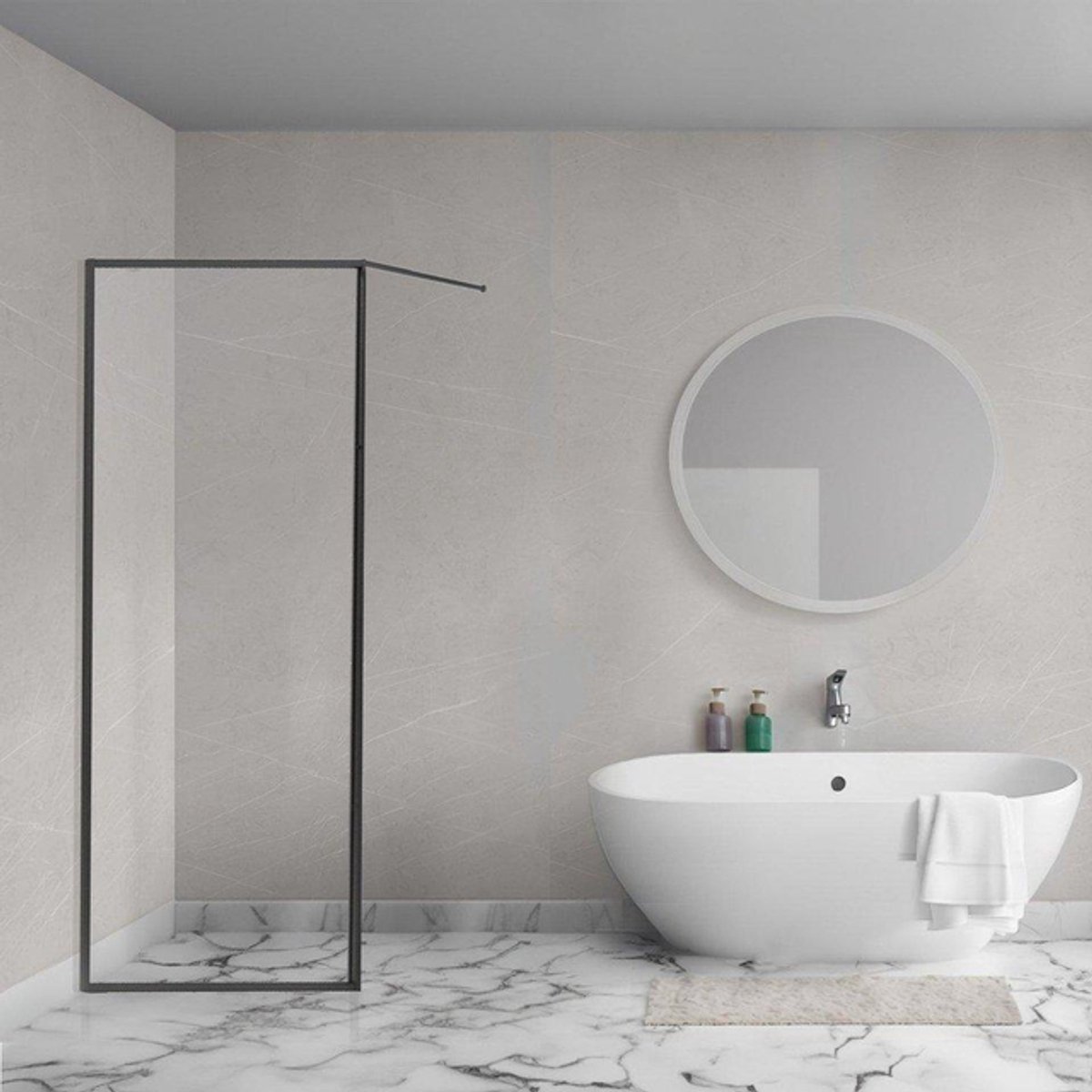 Aqua Vista Diasi inloopdouche - 120x200cm - 8mm - helder nano coating glas - frame - mat zwart