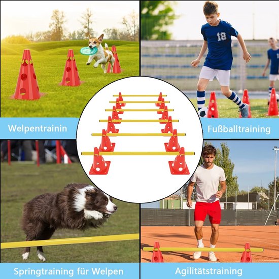 HAEST stekhundset - Agilityset voor honden - Cavaletti voor paarden & honden - 15-delig - Voetbaltrainingsaccessoires - Hindernissen voor hobbyhorserij