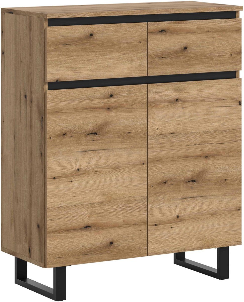 Furnilux Tomasa ladekast Evoke Oak NB Zwart - 36x80x99cm