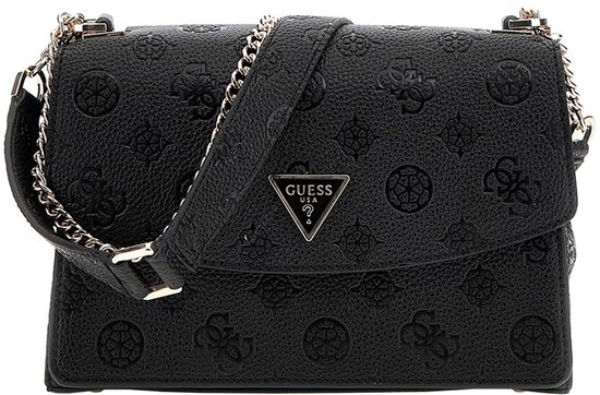 GUESS sac à épaule bandoulière Cresidia II Convertible Xbody Flap Bag Black Logo noir