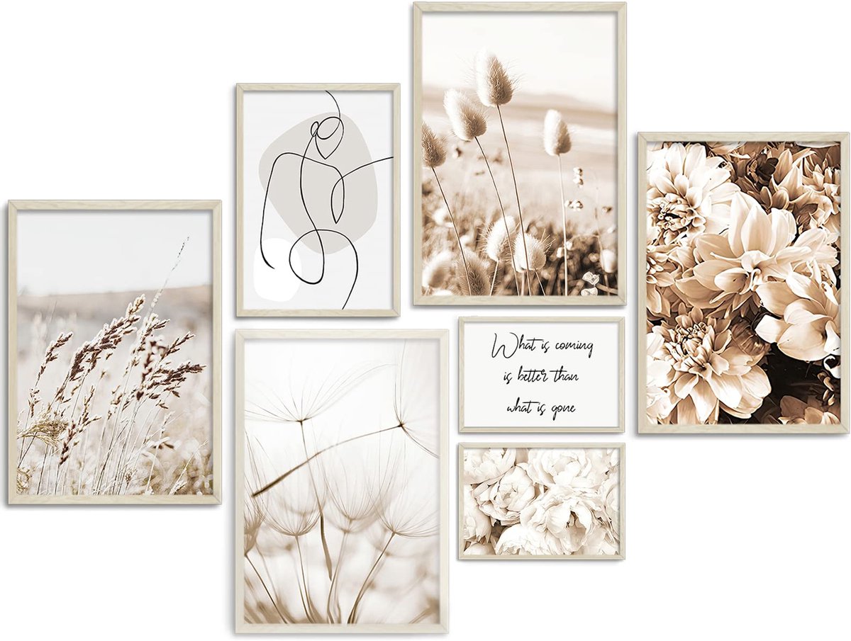 Azomor® Set van 7 stijlvolle posters voor wanddecoratie in elke kamer